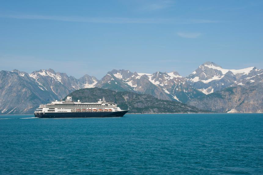 ALASKA, UNITED STATES - 2012/01/01: Holland America cruise ship Ms Zaandam in Glacier Bay National Park, Alaska, USA. (Photo by Wolfgang Kaehler/LightRocket via Getty Images)