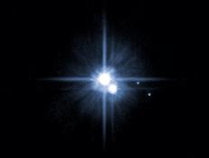 A pair of small moons orbiting pluto discovered by NASA's Hubble Space Telescope: Nix and Hydra are roughly 5,000 times fainter than Pluto and are about two to three times farther from Pluto than its large moon, Charon. (Photo by: Universal History Archive/Universal Images Group via Getty Images)