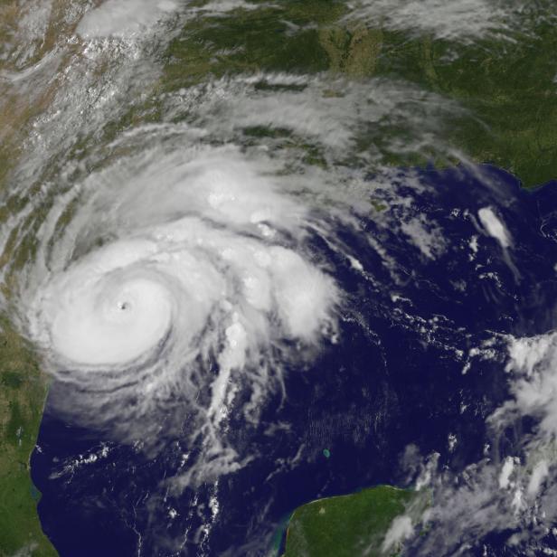 UNITED STATES - AUGUST 25: In this NOAA handout image, NOAA's GOES East satellite capture of Hurricane Harvey shows the storm's eye as the storm nears landfall at 10:07 a.m. EDT (1407 UTC) on August 25, 2017 in the southeastern coast of Texas. (Photo by NASA/NOAA GOES Project via Getty Images)