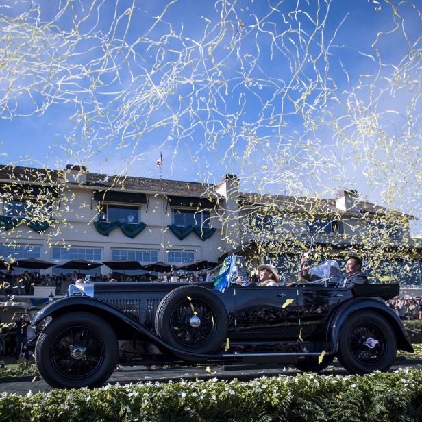 Confetti falls a 1931 Bentley 8 litre Gurney Nutting Sport Tourer, owned by Michael Kadoorie, chairman of Hong Kong And Shanghai Hotels Ltd., after winning the Best of Show award at the 2019 Pebble Beach Concours d'Elegance in Pebble Beach, California, U.S., on Sunday, Aug. 18, 2019. More than 20,000 car enthusiasts gathered for the Pebble Beach Concours D'Elegance, where total auction sales are expected to bring in $378 million this year. Photographer: David Paul Morris/Bloomberg via Getty Images