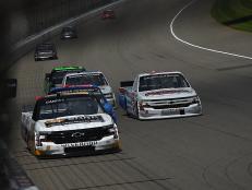 BROOKLYN, MICHIGAN - AUGUST 10: Sheldon Creed, driver of the #2 Chevrolet Accessories Chevrolet, leads a pack of trucks during the NASCAR Gander Outdoor Truck Series Corrigan Oil 200 at Michigan International Speedway on August 10, 2019 in Brooklyn, Michigan. (Photo by Stacy Revere/Getty Images)