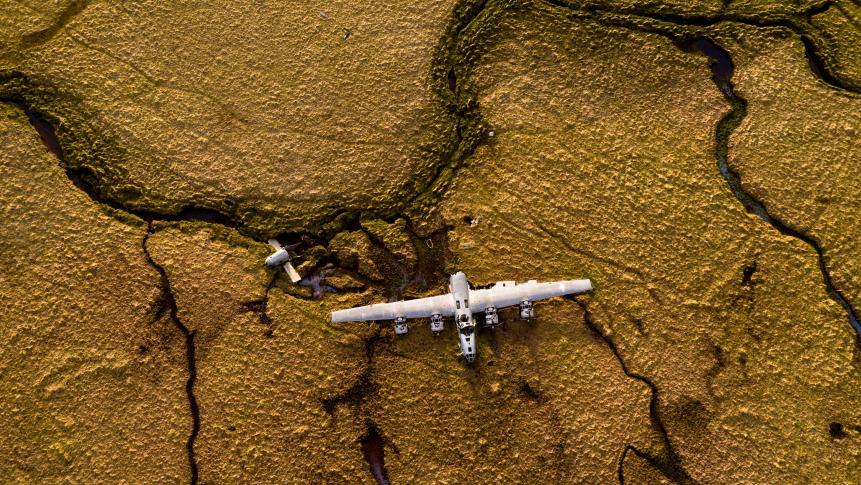 A B-24 bomber, which crashed on Atka Island during World War II,  is only one of two B-24 bombers to remain in situ since the war. The piece off to the left of the plane is what remains of the tail. The islands are truly like a time capsule, preserving not only wildlife, but also historic remains such as this.