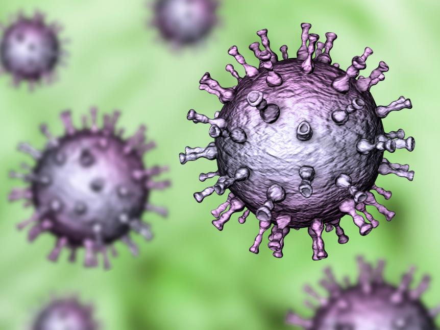 Computer illustration of a varicella zoster virus particle, the cause of chickenpox and shingles. Varicella zoster virus is also known as human herpes virus type 3 (HHV-3).