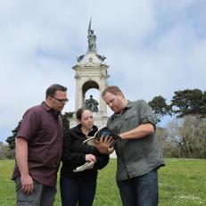 Josh, Dustin, and Diedra read Byron Preiss’ book The Secret in Golden Gate Park of San Francisco, California.