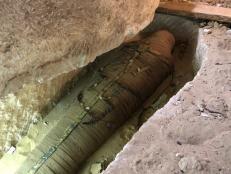 See the 2,500-year-old mummy of a high priest that a team of Egyptian archaeologists and explorers uncover on 'Expedition Unknown: Egypt Live.' In addition to the high priest mummy, two other mummies were revealed along with a treasure trove of antiquities, including a mysterious wax head.