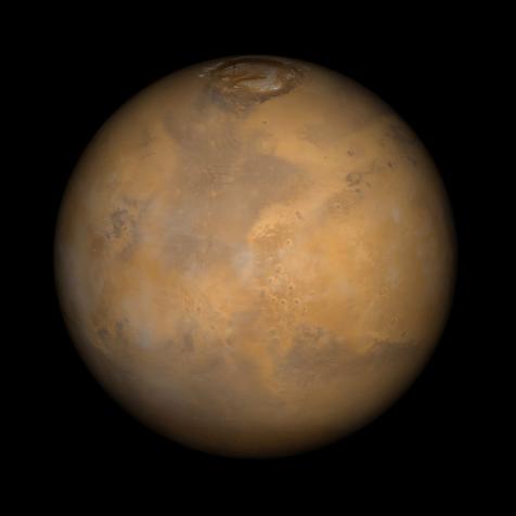 This Mars Global Surveyor Mars Orbiter Camera view of the red planet shows the region that includes Ares Vallis and the Chryse Plains upon which both Mars Pathfinder and the Viking 1 landed in 1997 and 1976, respectively. (Photo by: Universal History Archive/Universal Images Group via Getty Images)