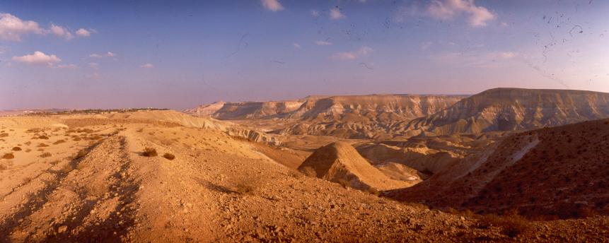 Large eroded hills of Sede Boqer, the Wilderness of Zin, in Negev desert, southern Israel. (Photo by Â© Richard T. Nowitz/CORBIS/Corbis via Getty Images)