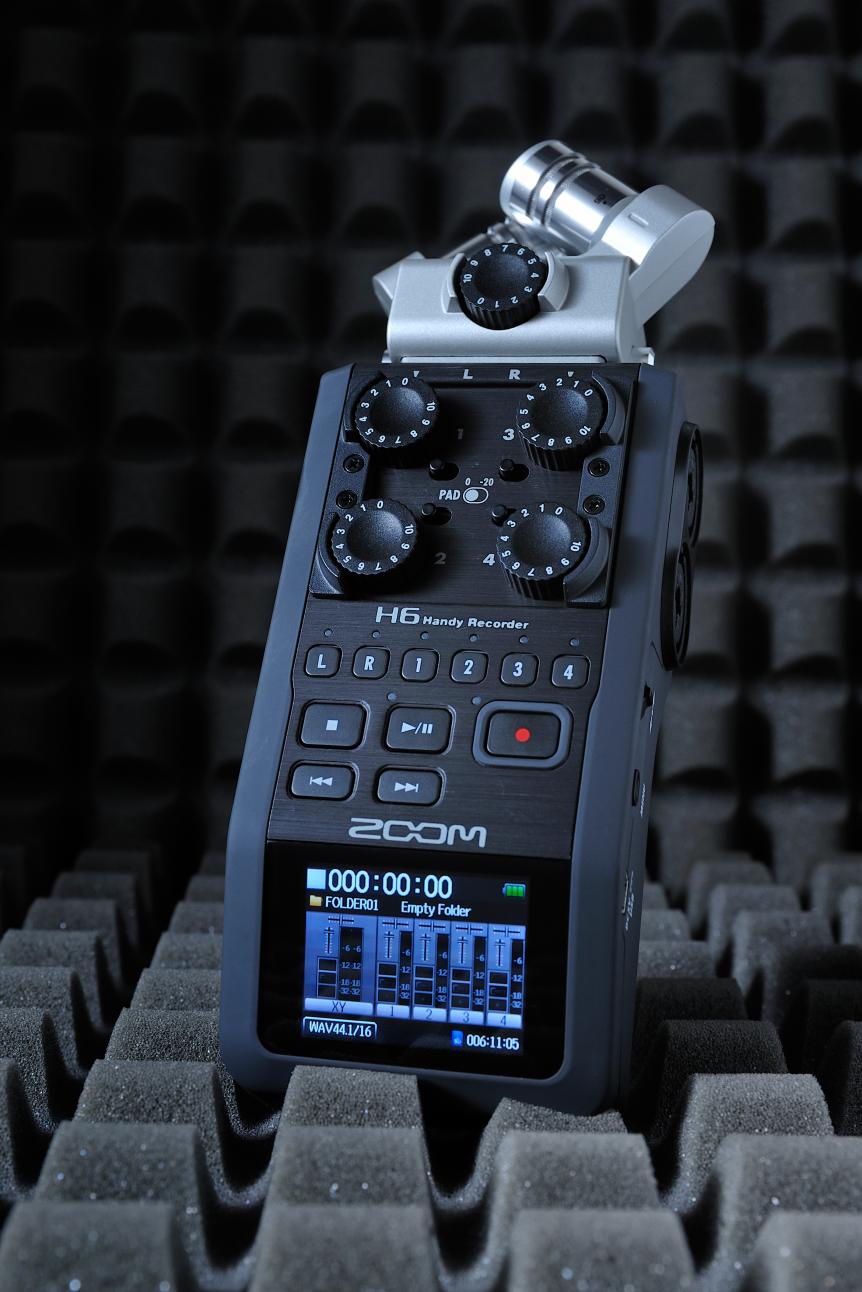 A Zoom H6 portable stereo recorder photographed on a layer of acoustic foam, taken on September 13, 2013. (Photo by Simon Lees/Guitarist Magazine/Future via Getty Images)
