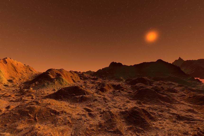 3D rendered Illustration of the surface of Planet Mars