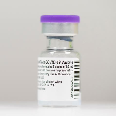 CARDIFF, WALES - DECEMBER 08: A close-up of a COVID-19 vaccine at Cardiff and Vale Therapy Centre on December 8, 2020 in Cardiff, Wales. More than 50 hospitals across United Kingdom were designated as covid-19 vaccine hubs, the first stage of what will be a lengthy vaccination campaign. NHS staff, over-80s, and care home residents will be among the first to receive the Pfizer/BioNTech vaccine, which recently received emergency approval from the country's health authorities. (Photo by Matthew Horwood/Getty Images)
