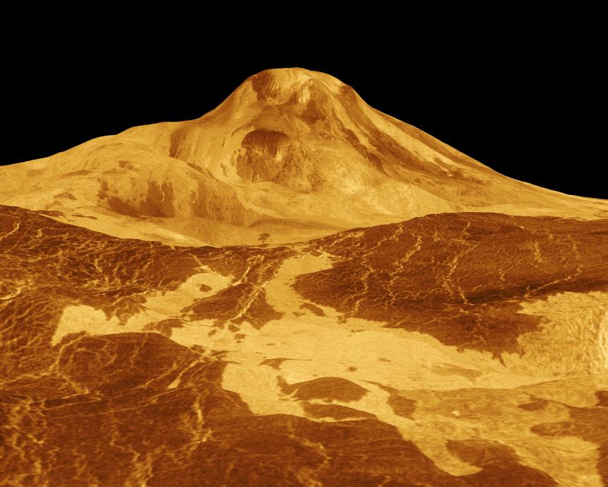 Maat Mons is displayed in this three-dimensional perspective view of the surface of Venus. Magellan. (Photo by: Photo12/Universal Images Group via Getty Images)