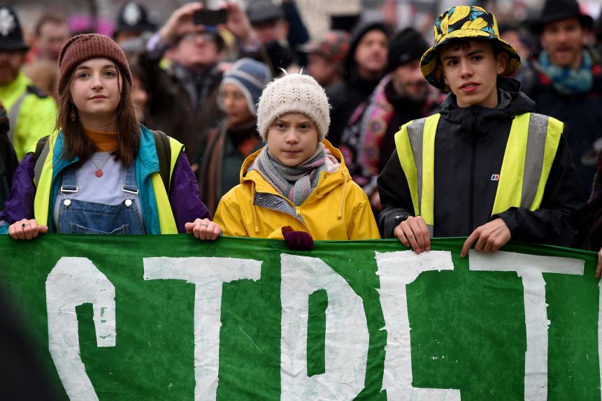 BRISTOL, ENGLAND - FEBRUARY 28: Swedish environmentalist Greta Thunberg joins demonstrators during a Bristol Youth Strike 4 Climate (BYS4C) march, on February 28, 2020 in Bristol, England. (Photo by Finnbarr Webster/Getty Images)