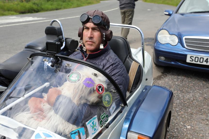Rob Riggle and Emily go for a ride, as seen on Discovery’s “Rob Riggle: Global Investigator.”