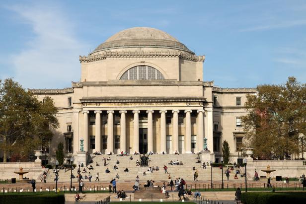 Classical style library that's the best known symbol of Manhattan's Ivy League university.   (This is from a 15 megapixel original, but it has been significantly downsized so that the faces of the people in it will be unrecognizable for RF purposes.)