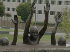 Statues at the National Memorial for Peace and Justice in Montgomery, Alabama, which honors the thousands of individuals who were lynched in the United States.
