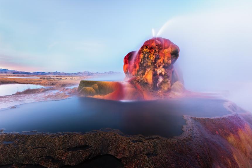 As you walk around Fly Geyser you notice that this thing has a bit of Beauty, and a bit of the beast.  A little Jeckyl and a little Hyde.  The color however, is like a rainbow on all sides.