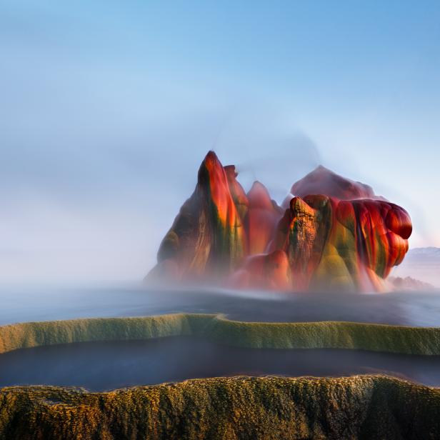 Fly Geyser near Black Rock Desert of Nevada has to be one of most beautiful accidentally man made natural phenomenon of worlds.