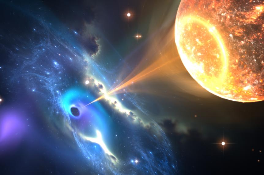 Black hole or a neutron star and pulling gas from an orbiting companion star.