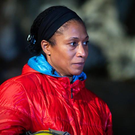 American NASA Astronaut Jeanette J. Epps attends a meeting with journalists at the end of a six-days training organised by the European Space Agency's (ESA) CAVES program in the Divaska cave, southern Slovenia, on September 26, 2019. - In Slovenia's dramatically beautiful Karst region, six astronauts have been put through their paces for futre missions in deep underground in the area's network of cold, dark and muddy caves. They emerged blinking into the light after swapping their space suits for caving gear and spending six full days underground in the Unesco-listed Skocjan cave system. (Photo by Anze Malovrh / AFP)        (Photo credit should read ANZE MALOVRH/AFP via Getty Images)