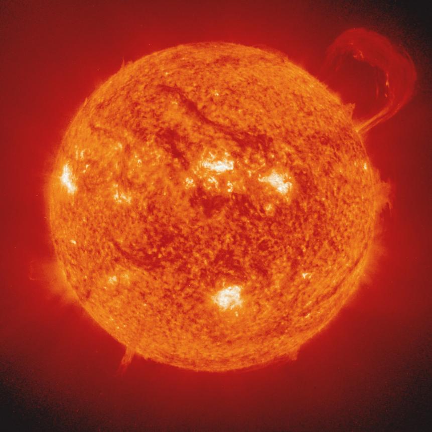 Taken on september 14, 1999. Prominences are clouds of relatively cool dense plasma suspended in the sun's thin corona.
