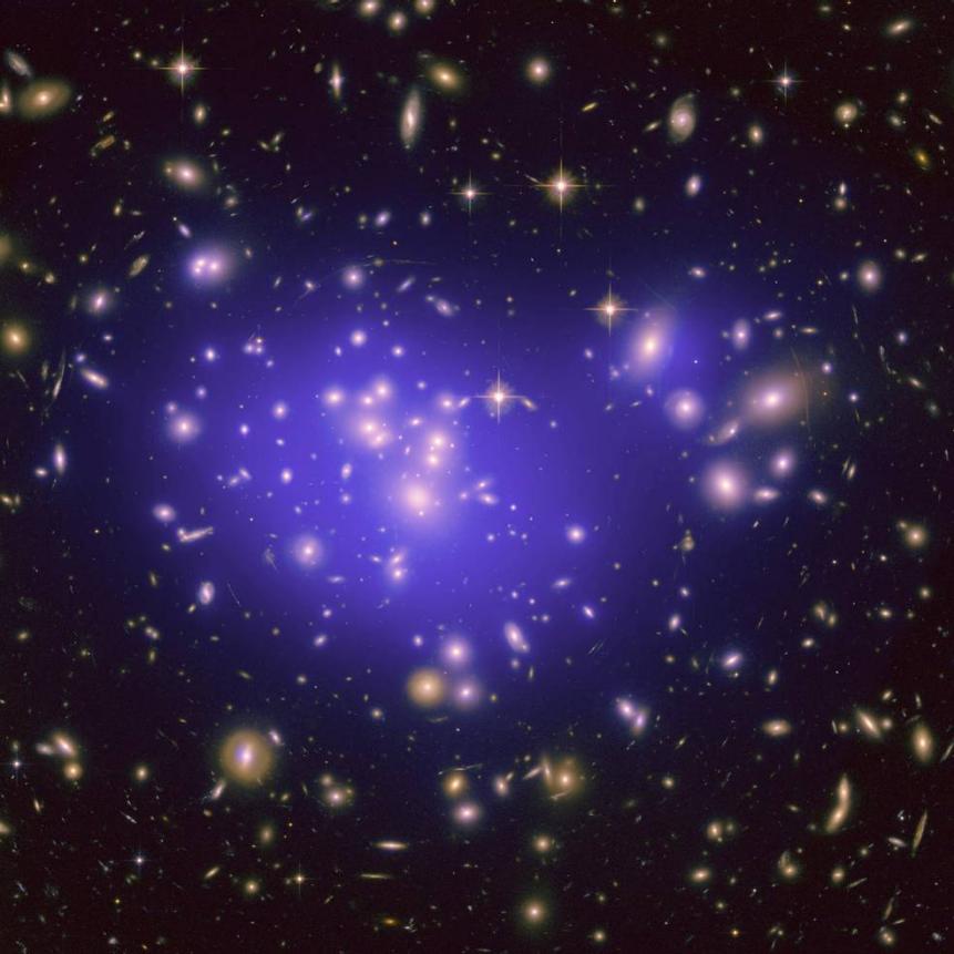 This image from NASA's Hubble Space Telescope shows the inner region of Abell 1689, an immense cluster of galaxies. Scientists say the galaxy clusters we see today have resulted from fluctuations in the density of matter in the early universe.