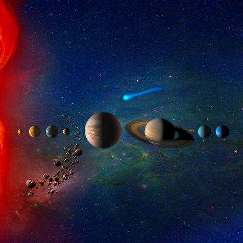 This image shows an artist's impression of the Solar System