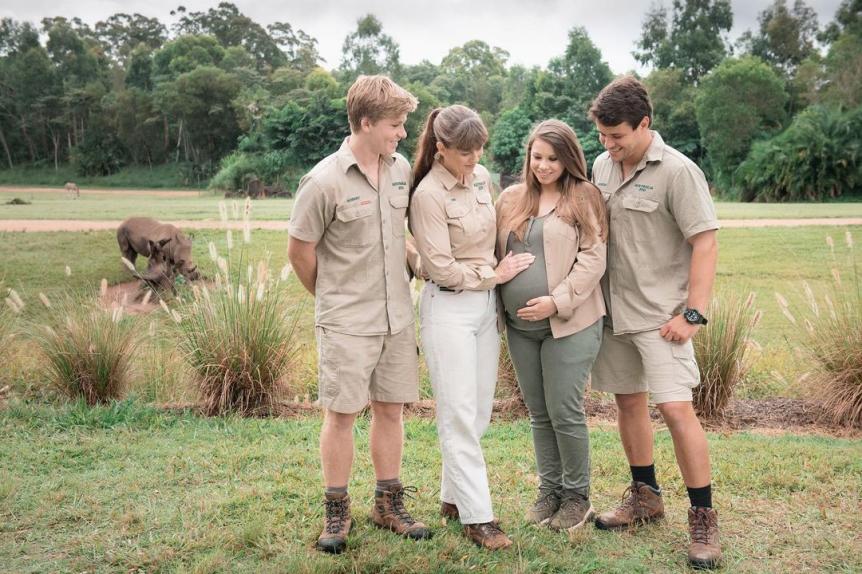 Robert and Terri Irwin look on as Bindi and Chandler near their baby's due date. "Waiting for Baby Wildlife Warrior to arrive," Bindi wrote on Instagram March 15.