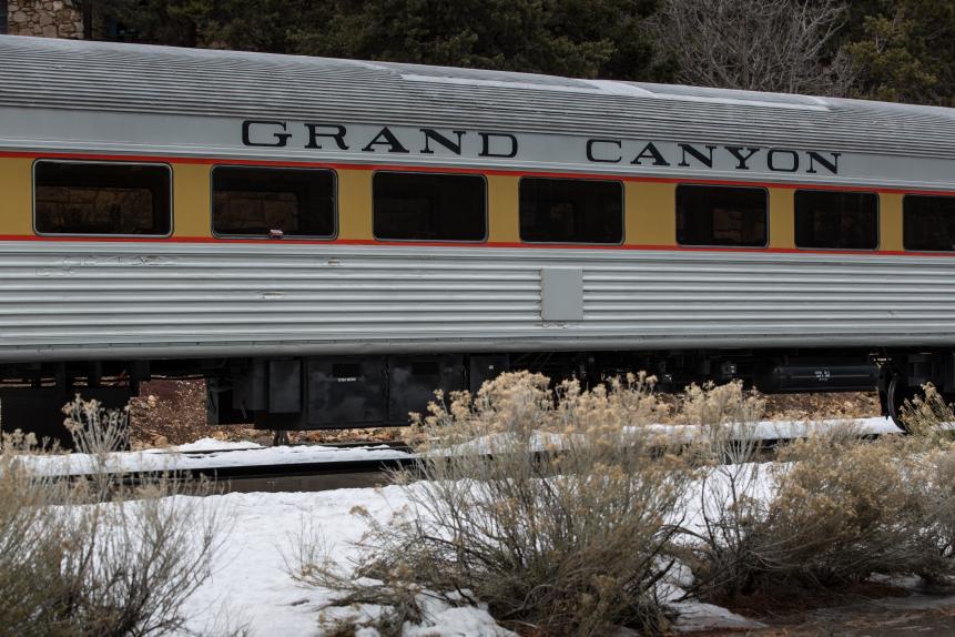 GRAND CANYON NATIONAL PARK, AZ - FEBRUARY 5:  The Grand Canyon Railway, a passenger train that operates between Williams and the South Rim, is viewed on February 5, 2019, in Grand Canyon National Park, Arizona. Grand Canyon National Park, often considered one of the "Wonders of the World," was officially designated a national park on February 26, 1919, and is celebrating its Centennial this year. (Photo by George Rose/Getty Images)