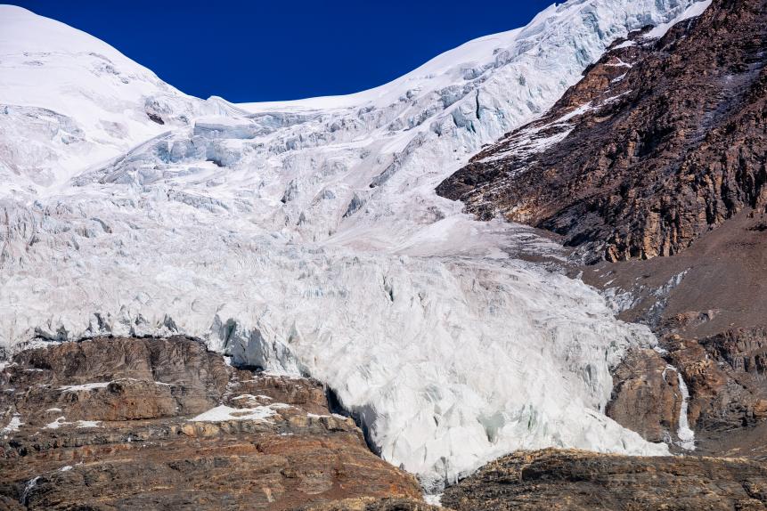 View of Karola Glacier ice-field, Tibet - October 28, 2018