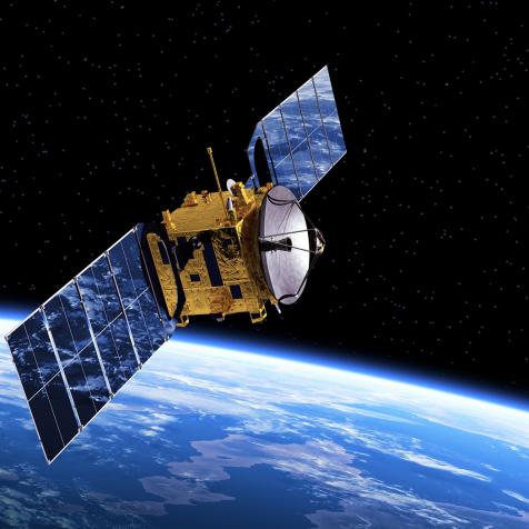Communication Satellite Orbiting Earth
