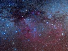 Panoramic view of the constellations of Puppis and Vela in the southern Milky Way, plus the large Gum Nebula.