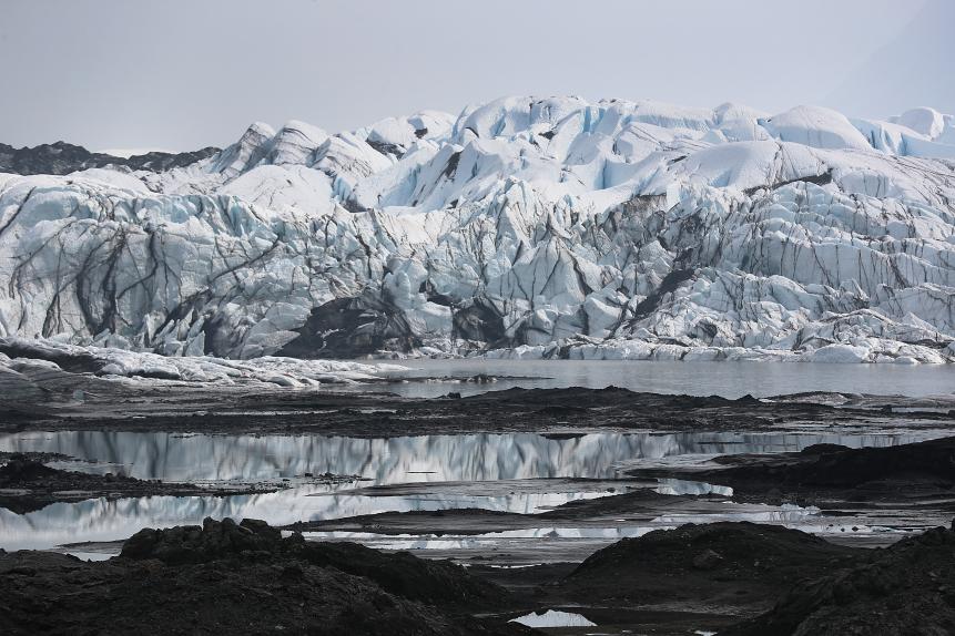 PALMER, ALASKA - SEPTEMBER 07: The Matanuska glacier is seen on September 07, 2019 near Palmer, Alaska. Some studies show that as global temperatures rise, Alaskaâ  s 19,000 glaciers will lose between 30% and 50% of their mass by the end of the century. Scientists continue to investigate what this means to the environment as well as the rising level of the oceans. (Photo by Joe Raedle/Getty Images)