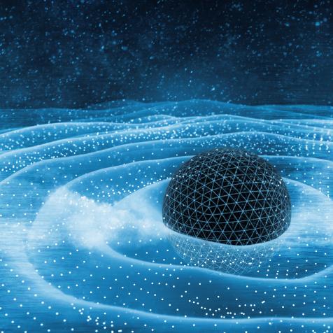 Gravitation waves around black hole in space 3D illustration