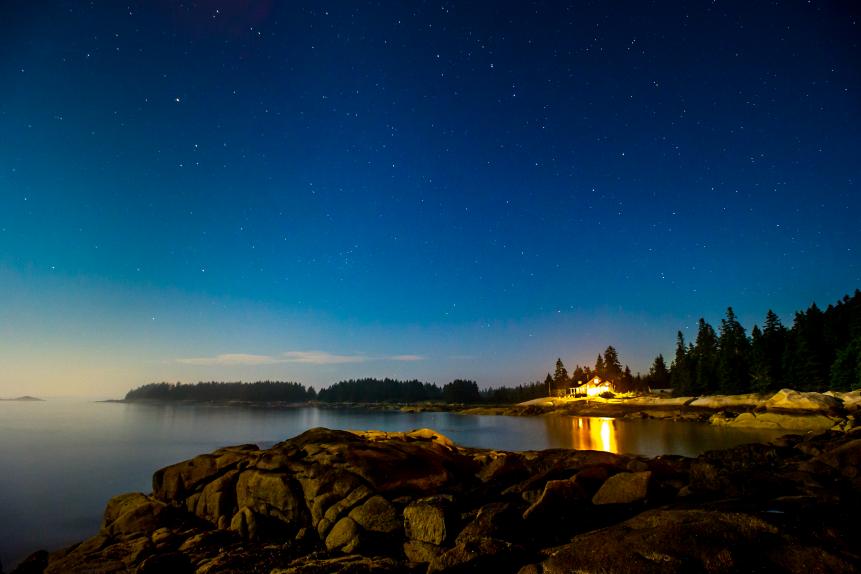Stars over vacation cottage , Deer Isle, Maine