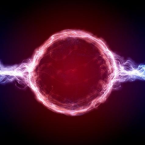 Plasma flowing from ball, illustration.