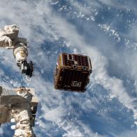 iss056e025331 (6/20/2018) – Deployment of the NanoRacks-Remove Debris Satellite from the International Space Station (ISS) using the NanoRacks Kaber MicroSat Deployer. NanoRacks-Remove Debris aims to demonstrate key technologies for Active Debris Removal to reduce the risks presented by space debris