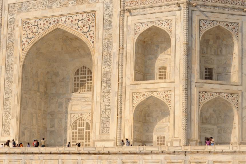 INDIA, UTTAR PRADESH - MARCH 24 : The Taj Mahal is an ivory-white marble mausoleum on the south bank of the Yamuna river in the Indian city of Agra in Uttar Pradesh on March 24, 2017 in India. (Photo by FrÃ©dÃ©ric Soltan/Corbis via Getty Images)