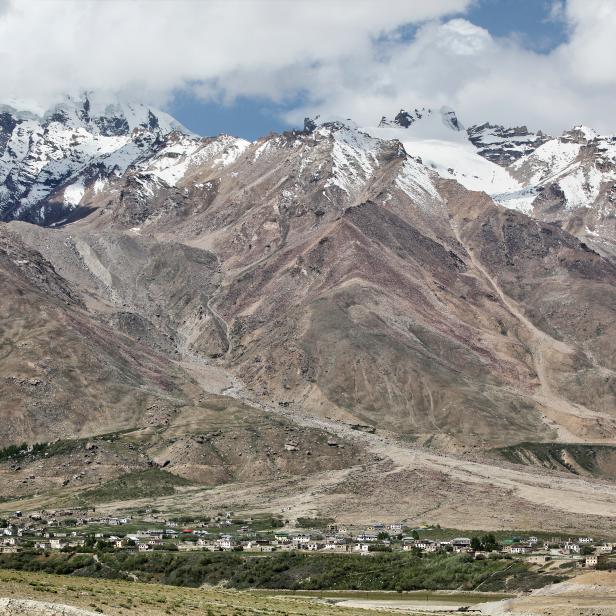 The village of Padum located high in the Himalayas in Zanskar, Ladakh, Jammu and Kashmir, India on 26 June 2014. Padum sits at an elevation of 3,657 metres (11,998 feet) and is largely inhabited by people of Tibetan descent who follow Tibetan Buddhism. (Photo by Creative Touch Imaging Ltd./NurPhoto via Getty Images)