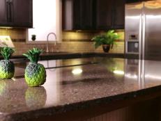 View of the kitchen countertop.